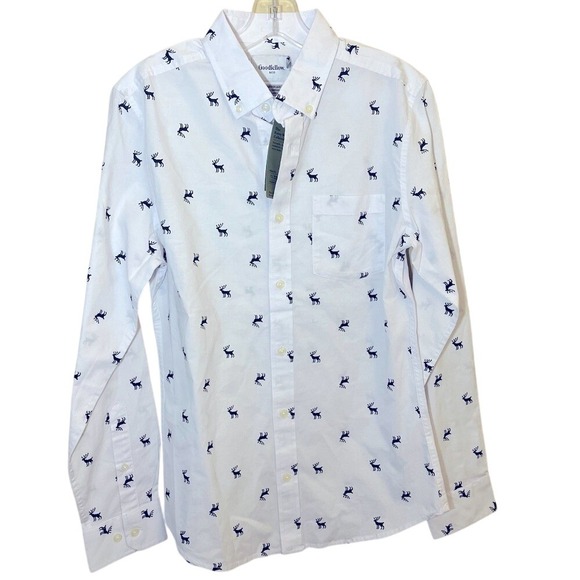 Goodfellow & Co Other - Goodfellow Reindeer Print Long Sleeve Button Down Shirt Mens Small Slim NWT